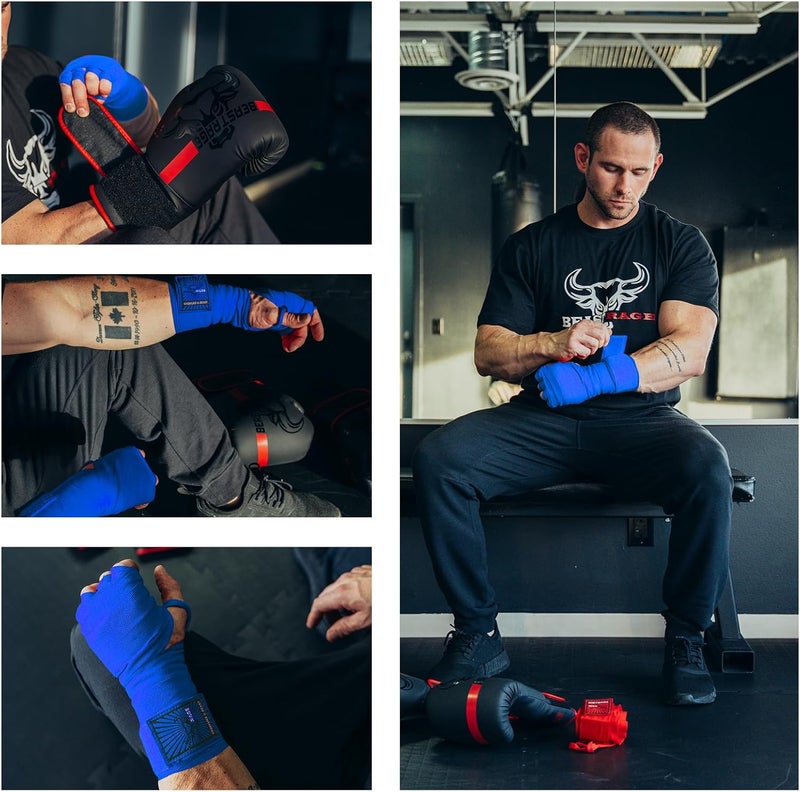 BEAST RAGE Boxing Hand Wraps for MMA Kickboxing Wrist Wraps Professional Adult 180" Semi-Elastic Martial Arts Inner Gloves Heavy Bag Handwraps Muay Thai Thumb Straps - Image 4